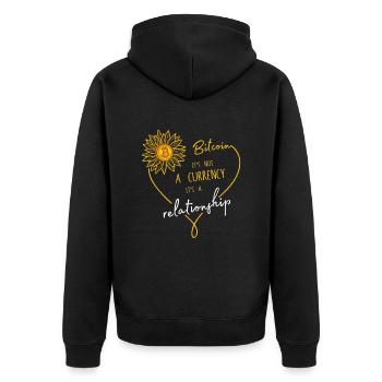 Bitcoin It's Not A Currency It's A Relationship - Unisex Premium Bio Zip Hoodie - Schwarz - Hinten - Nico (187cm)