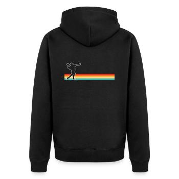 Football Footballer Retro - Unisex Premium Bio Zip Hoodie - Schwarz - Hinten - Nico (187cm)