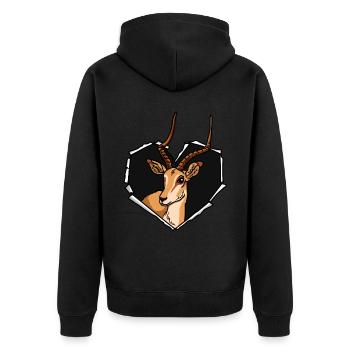 Antilope de fissure Déchirure trou coeur antilope - Veste à capuche bio Premium Unisexe - noir - Dos - Nico (187cm)