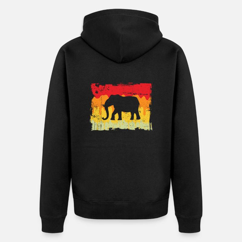 Rétro éléphant - Veste à capuche bio Premium Unisexe - noir