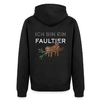 Faultier Faultiere Schlafshirt Chillen - Unisex Premium Bio Zip Hoodie - Schwarz - Hinten - Nico (187cm)