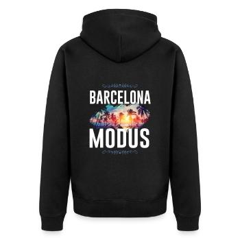 Barcelona Mode - Unisex Premium Organic Zip Hoodie - black - Back - Nico (187cm)