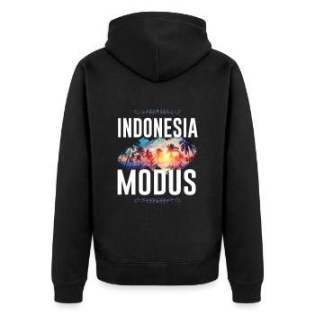 Indonesia Modus - Unisex Premium Bio Zip Hoodie - Schwarz - Hinten - Nico (187cm)