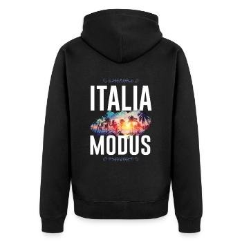 Italia Modus - Unisex Premium Bio Zip Hoodie - Schwarz - Hinten - Nico (187cm)