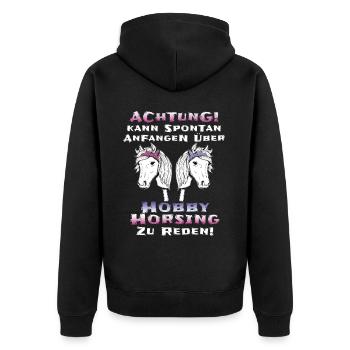 Hobby Horsing Hobby Horse - Unisex Premium Bio Zip Hoodie - Schwarz - Hinten - Nico (187cm)
