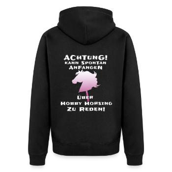 Hobby Horsing Hobby Horse Geschenk - Unisex Premium Bio Zip Hoodie - Schwarz - Hinten - Nico (187cm)