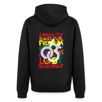 LGBTQ Lesben Schwule - Unisex Premium Bio Zip Hoodie - Schwarz - Hinten - Nico (187cm)