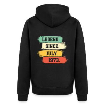 Légende depuis juillet 1973 - Veste à capuche bio Premium Unisexe - noir - Dos - Nico (187cm)