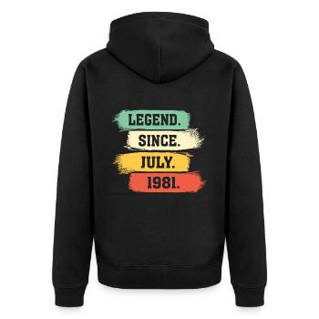 Légende depuis juillet 1981 - Veste à capuche bio Premium Unisexe - noir - Dos - Nico (187cm)