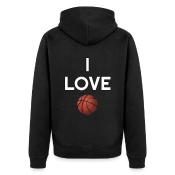 I love Basketball Verein Fan Training - Unisex Premium Organic Zip Hoodie - black - Back - Nico (187cm)