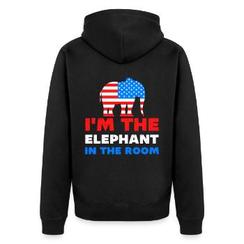 Im l’éléphant dans la pièce Républicain - Veste à capuche bio Premium Unisexe - noir - Dos - Nico (187cm)