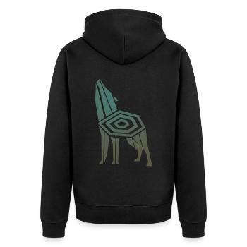 Wolf Odins Valhalla Wikinger Wölfe - Unisex Premium Bio Zip Hoodie - Schwarz - Hinten - Nico (187cm)