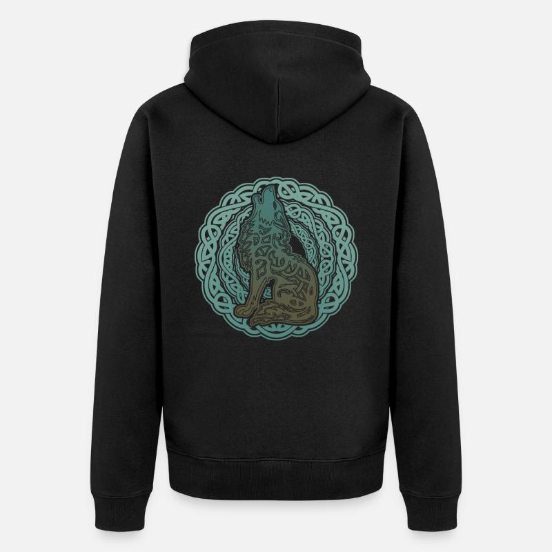 Wolf Odins Wikinger Wölfe Valhalla - Unisex Premium Bio Zip Hoodie - Schwarz