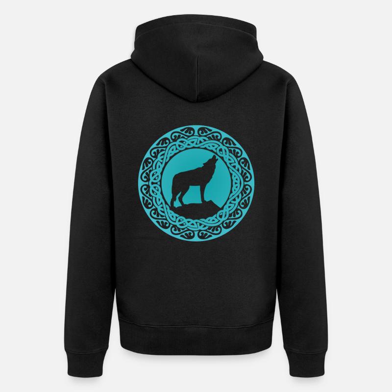 Wolf Odins Wikinger Valhalla Wölfe - Unisex Premium Bio Zip Hoodie - Schwarz