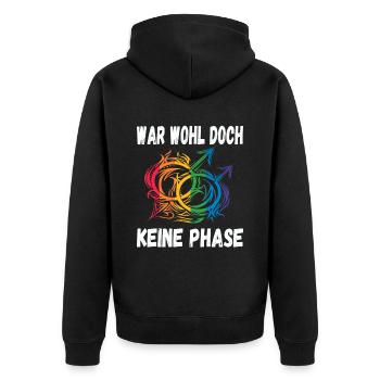 LGBTQ Pride Regenbogen War Wohl Doch Keine Phase - Unisex Premium Bio Zip Hoodie - Schwarz - Hinten - Nico (187cm)