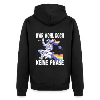 LGBTQ Pride Regenbogen War Wohl Doch Keine Phase - Unisex Premium Bio Zip Hoodie - Schwarz - Hinten - Nico (187cm)
