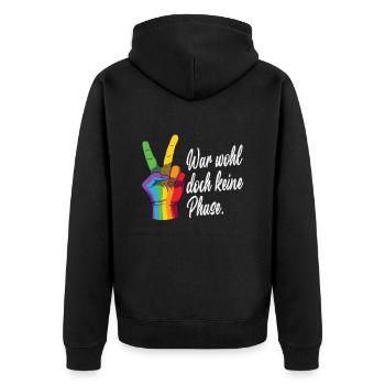 LGBTQ Pride Regenbogen War Wohl Doch Keine Phase - Unisex Premium Bio Zip Hoodie - Schwarz - Hinten - Nico (187cm)