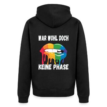 LGBTQ Pride Regenbogen War Wohl Doch Keine Phase - Unisex Premium Bio Zip Hoodie - Schwarz - Hinten - Nico (187cm)