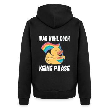 LGBTQ Pride Regenbogen War Wohl Doch Keine Phase - Unisex Premium Bio Zip Hoodie - Schwarz - Hinten - Nico (187cm)