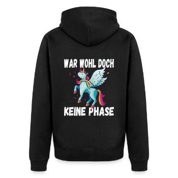 LGBTQ Pride Regenbogen War Wohl Doch Keine Phase - Unisex Premium Bio Zip Hoodie - Schwarz - Hinten - Nico (187cm)