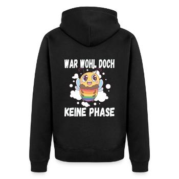 LGBTQ Pride Regenbogen War Wohl Doch Keine Phase - Unisex Premium Bio Zip Hoodie - Schwarz - Hinten - Nico (187cm)