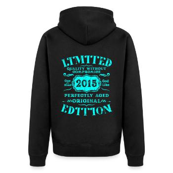Birthday 2015 Limited Edition Gift Used Cool - Unisex Premium Organic Zip Hoodie - black - Back - Nico (187cm)