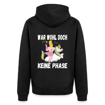 LGBTQ Pride Regenbogen War Wohl Doch Keine Phase - Unisex Premium Bio Zip Hoodie - Schwarz - Hinten - Nico (187cm)