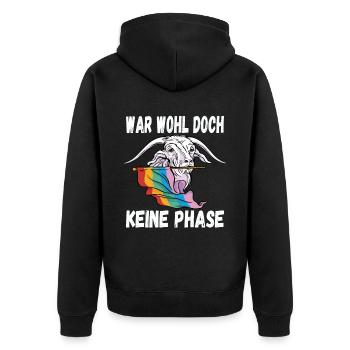 LGBTQ Pride Regenbogen War Wohl Doch Keine Phase - Unisex Premium Bio Zip Hoodie - Schwarz - Hinten - Nico (187cm)