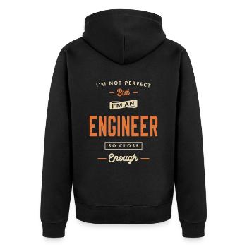 Ingenieur Lustige Berufsbezeichnung Beruf Geburtstag - Unisex Premium Bio Zip Hoodie - Schwarz - Hinten - Nico (187cm)