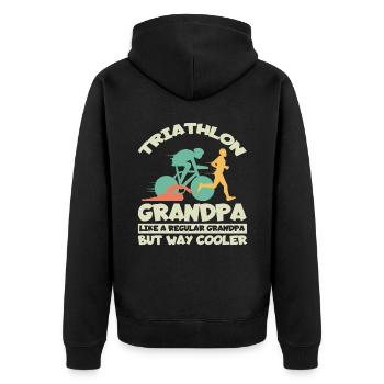 Triathlon - Unisex Premium Bio Zip Hoodie - Schwarz - Hinten - Nico (187cm)