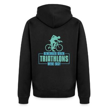 Triathlon - Unisex Premium Bio Zip Hoodie - Schwarz - Hinten - Nico (187cm)