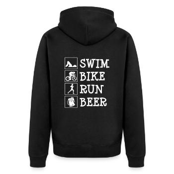 Triathlon - Unisex Premium Bio Zip Hoodie - Schwarz - Hinten - Nico (187cm)
