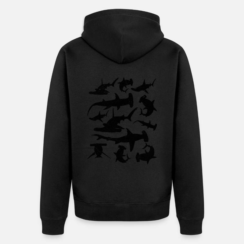 Requin-marteau Poisson Grand requin-marteau Requin-marteau - Veste à capuche bio Premium Unisexe - noir