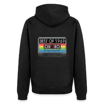 Best Of 1969 Vintage Kassette Retro Geburtstag - Unisex Premium Bio Zip Hoodie - Schwarz - Hinten - Nico (187cm)