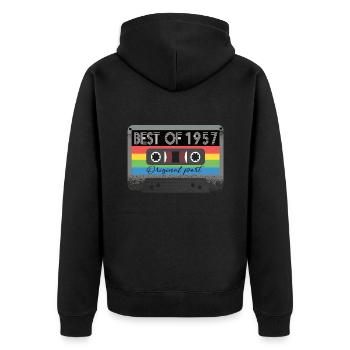 Best Of 1957 Vintage Kassette Retro Geburtstag - Unisex Premium Bio Zip Hoodie - Schwarz - Hinten - Nico (187cm)