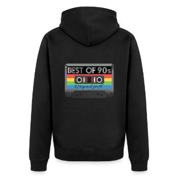 Best Of 90s Cassette 90s Retro - Unisex Premium Organic Zip Hoodie - black - Back - Nico (187cm)