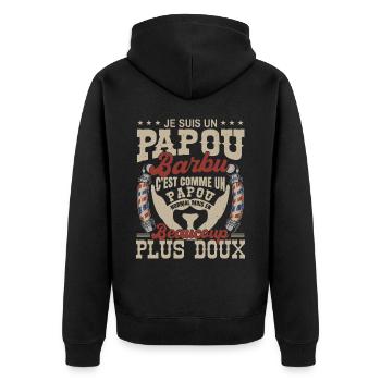 Je suis un papou barbu normal fans barbe - Veste à capuche bio Premium Unisexe - noir - Dos - Nico (187cm)