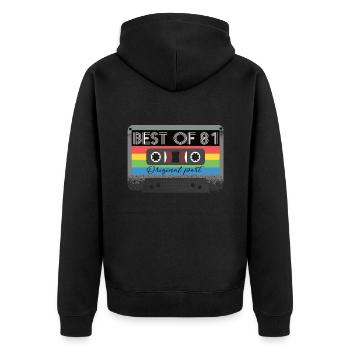 Best Of 81s Cassette 81s Retro - Unisex Premium Organic Zip Hoodie - black - Back - Nico (187cm)