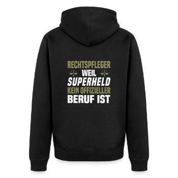 Rechtsanwaltsfachangestellter Rechtspfleger - Unisex Premium Bio Zip Hoodie - Schwarz - Hinten - Nico (187cm)