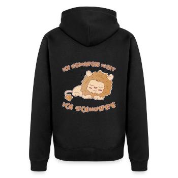 Schnurren Löwe Lustiger Spruch Schlafen Geschenk - Unisex Premium Bio Zip Hoodie - Schwarz - Hinten - Nico (187cm)