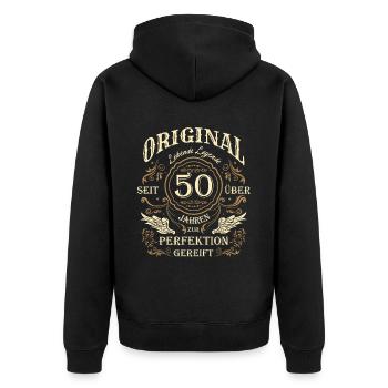 50 Jahre Geschenk Geburtstag Lebende Legende Fun - Unisex Premium Bio Zip Hoodie - Schwarz - Hinten - Nico (187cm)