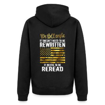 US Flag Regular Dad Raising Wolves Not Sheep - Unisex Premium Bio Zip Hoodie - Schwarz - Hinten - Nico (187cm)