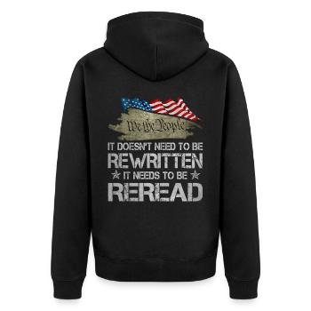 US Flag Regular Dad Raising Wolves Not Sheep - Unisex Premium Bio Zip Hoodie - Schwarz - Hinten - Nico (187cm)
