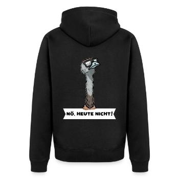 Großer Emu Vogel Strauß Heute Nicht Stur - Unisex Premium Bio Zip Hoodie - Schwarz - Hinten - Nico (187cm)