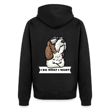 Petit Basset Griffon Vendéen Chien - Veste à capuche bio Premium Unisexe - noir - Dos - Nico (187cm)