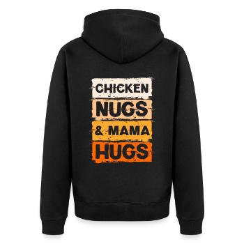Chicken Nuggets and Mom Hugs Chicken Nugg - Unisex Premium Organic Zip Hoodie - black - Back - Nico (187cm)