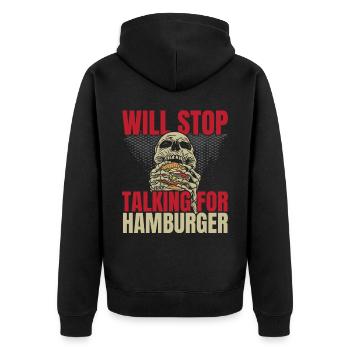 Will stop talking for Hamburger Burger Eater - Unisex Premium Organic Zip Hoodie - black - Back - Nico (187cm)