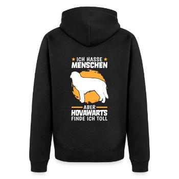 Hovawart finde ich toll deutscher Bauernhund - Unisex Premium Bio Zip Hoodie - Schwarz - Hinten - Nico (187cm)