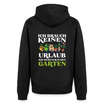 Garten Urlaub - Unisex Premium Bio Zip Hoodie - Schwarz - Hinten - Nico (187cm)
