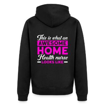 Health Assistance Home Nursing Nurse - Unisex Premium Organic Zip Hoodie - black - Back - Nico (187cm)